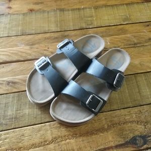 New Birkenstock style black cork sandals.